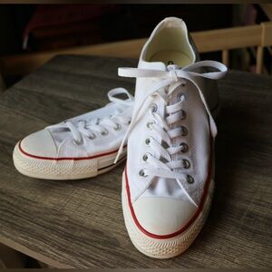 Converse White Canvas Sneakers with Red and Blue Accents